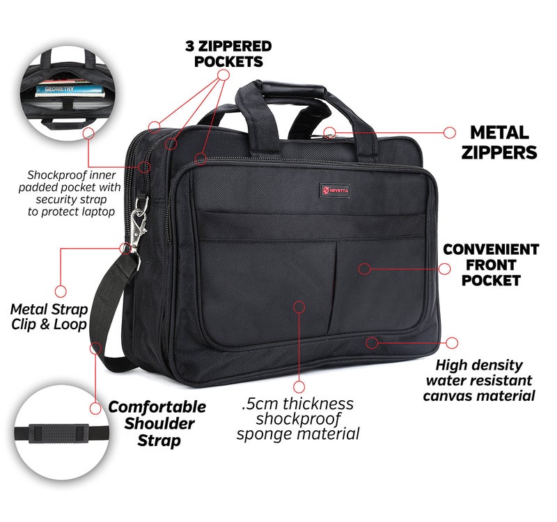 نيفيتا حقيبة لاب توب وتابلت ماسنجر نايلون 15.6 بوصة - أسود - Image 2