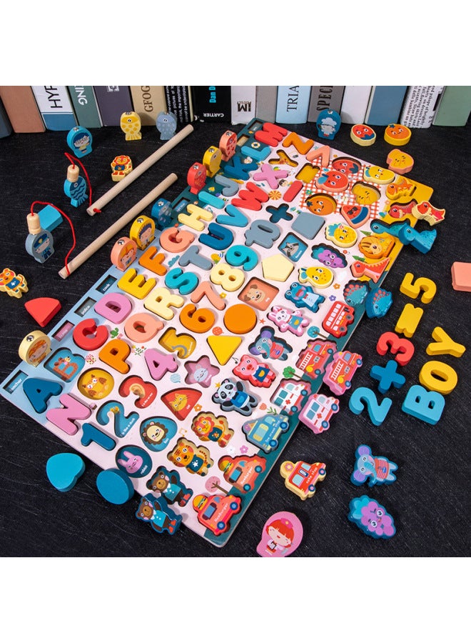 Hot-selling Children's Toys Digital Puzzle Assembled Building Blocks Early Education Educational Boys' And Girls' Baby Fishing Logarithmic Board-Color:Nine-in-one Pair Of Counting Plates - Image 1