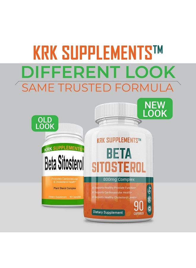 KRK SUPPLEMENTS 1 Bottle Beta Sitosterol 800mg Per Serving 90 Capsules Prostate Support - Image 2
