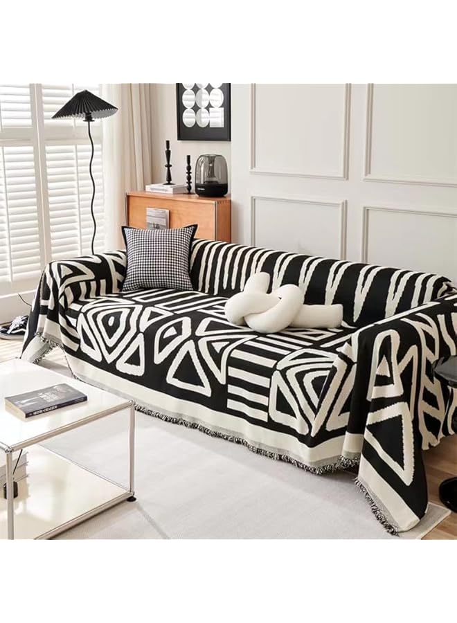 Green Tiger 180 * 260CM Sofa Cover Side Slipcover Fashion Geometric Pattern Couch Covers for 2-3 Seater Sofa Blanket for Bed Washable Soft Throw Blanket for Bed Non-Slip - Image 2