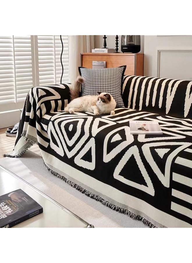 Green Tiger 180 * 260CM Sofa Cover Side Slipcover Fashion Geometric Pattern Couch Covers for 2-3 Seater Sofa Blanket for Bed Washable Soft Throw Blanket for Bed Non-Slip - Image 3