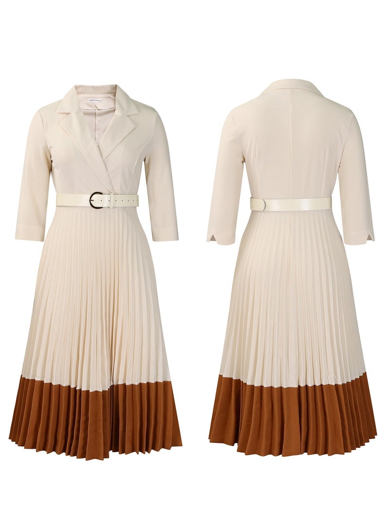 Shougu Suit Collar Fashionable And Elegant Pleated Dress  - Image 2
