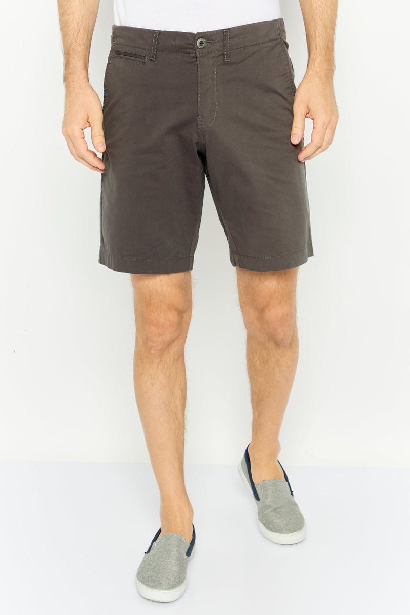 Paperbacks Men Solid Chino Shorts, Dark Grey - Image 1