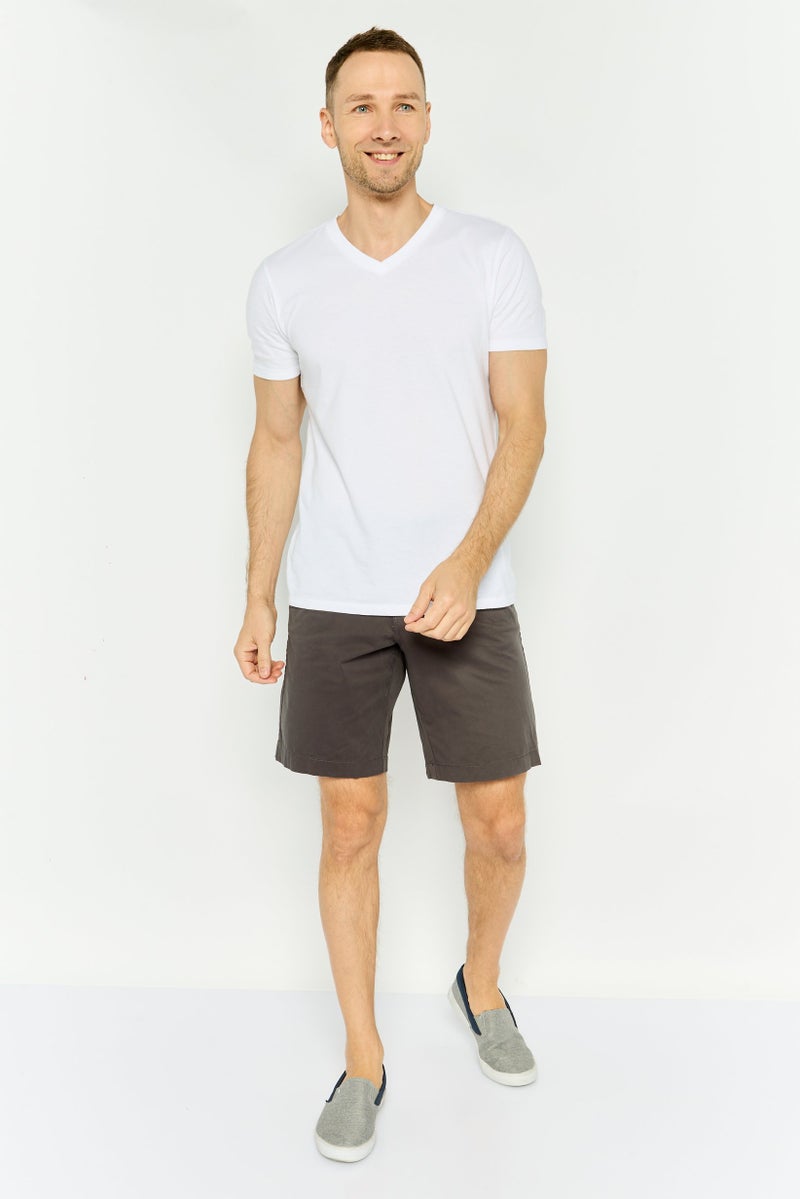 Paperbacks Men Solid Chino Shorts, Dark Grey - Image 4