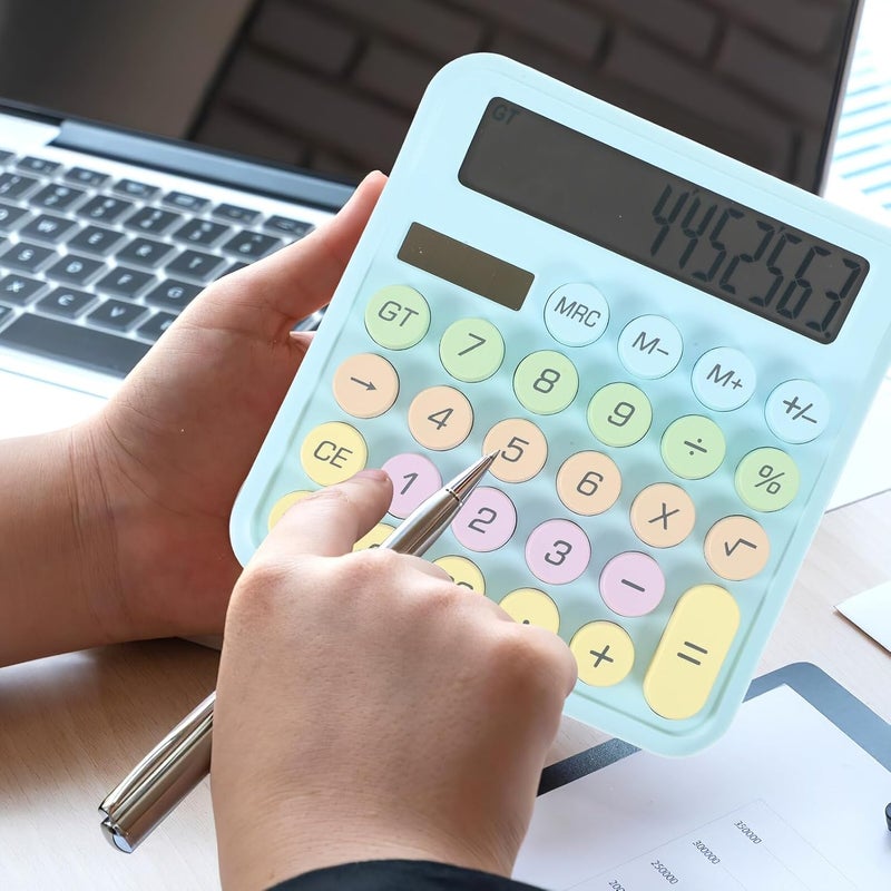 STAHAD Portable Basic Mechanical Keyboard Calculator Sky Blue Lightweight Office and Student Calculator for Addition Subtraction Multiplication Division Practical Desk Decor - Image 4