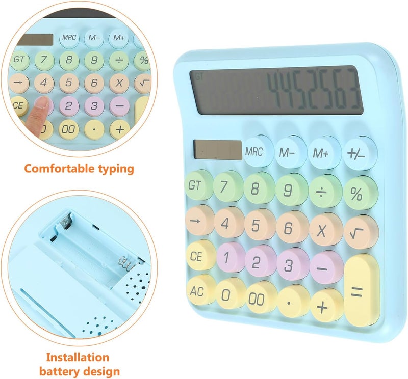 STAHAD Portable Basic Mechanical Keyboard Calculator Sky Blue Lightweight Office and Student Calculator for Addition Subtraction Multiplication Division Practical Desk Decor - Image 5
