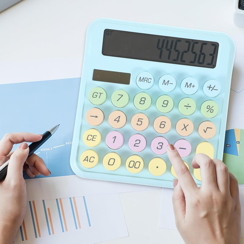 STAHAD Portable Basic Mechanical Keyboard Calculator Sky Blue Lightweight Office and Student Calculator for Addition Subtraction Multiplication Division Practical Desk Decor - Image 2