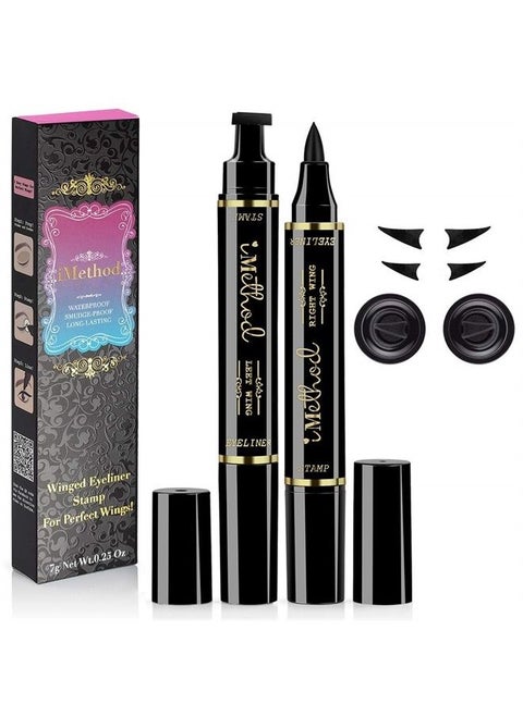 Eyeliner Stamp - iMethod 2 Pens Winged Eyeliner Stamp, Perfect Wing Cat Eye Stamp, Long Lasting Liquid Eye Liner, Waterproof & Smudgeproof Makeup