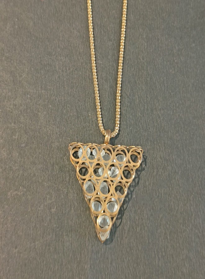 LA BELLEZA Gold Plated Crystal Pendant | Necklace | Neckpiece with Ball Chain for Girls and Women In Golden (Crystal In Cylinder) - Image 5