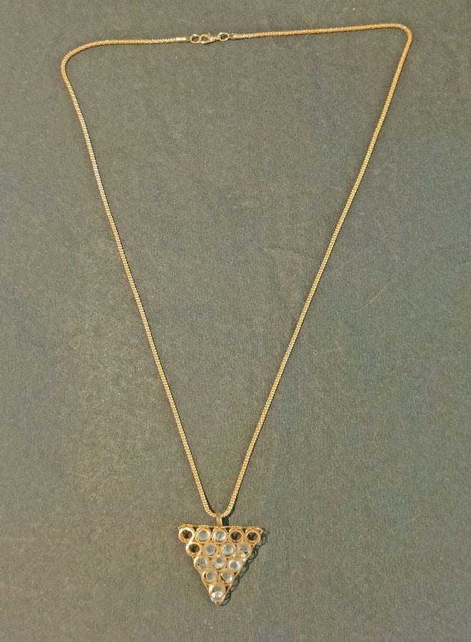 LA BELLEZA Gold Plated Crystal Pendant | Necklace | Neckpiece with Ball Chain for Girls and Women In Golden (Crystal In Cylinder) - Image 4