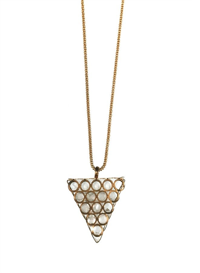 LA BELLEZA Gold Plated Crystal Pendant | Necklace | Neckpiece with Ball Chain for Girls and Women In Golden (Crystal In Cylinder) - Image 1