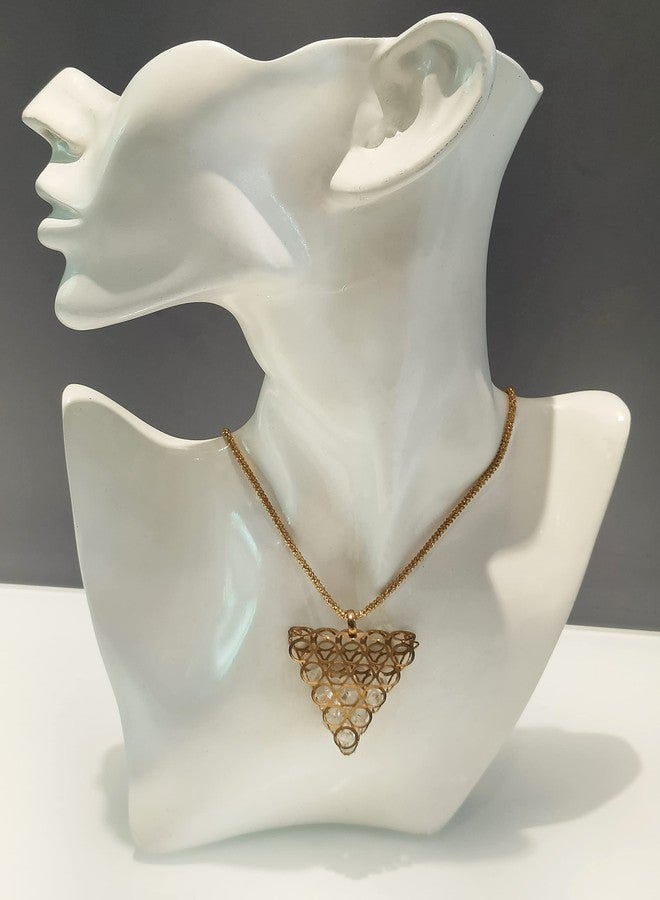 LA BELLEZA Gold Plated Crystal Pendant | Necklace | Neckpiece with Ball Chain for Girls and Women In Golden (Crystal In Cylinder) - Image 2