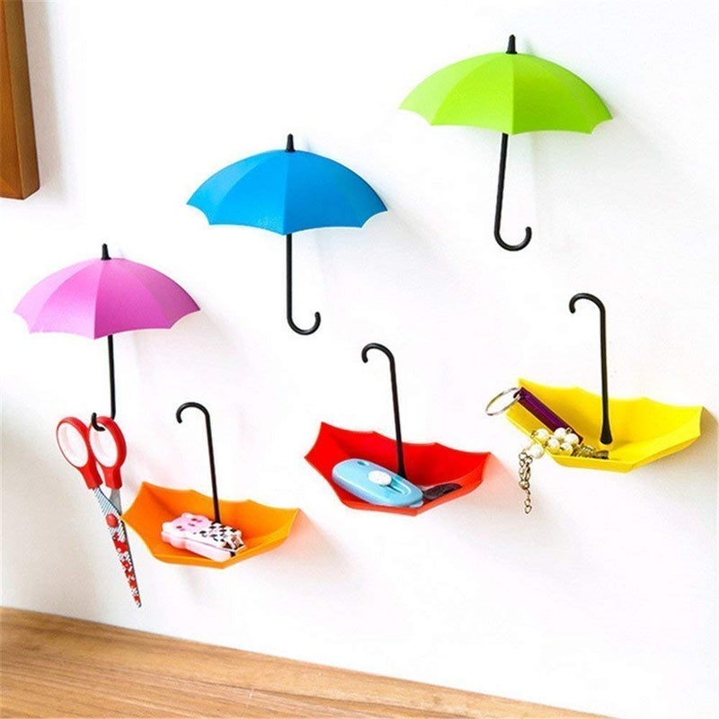 NPI Umbrella Key Holder Drop Style Clothes Key Hat Multipurpose Wall Hanger Hooks Holder Pack of 9 - Image 1