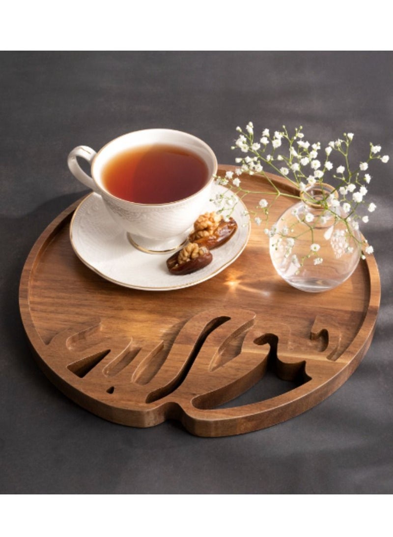 هلالفل صينية هلال فول المصنوعة من خشب الأكاسيا | مناسبة للتقديم | ديكور منزلي ومطبخي | هدية مثالية لتزيين المنزل في رمضان، والعيد، وأعياد الميلاد، وحفلات الزفاف، والانتقال إلى منزل جديد - Image 3
