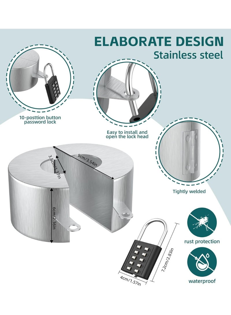 جهاز قفل صمام الماء مع قفل، قفل صنبور الماء الخارجي، قفل صنبور الماء، لمقابض الصمامات بقطر من 1-1/2 إلى 3 بوصة، يمنع سرقة الماء، واستخدام الماء غير المصرح به - Image 3