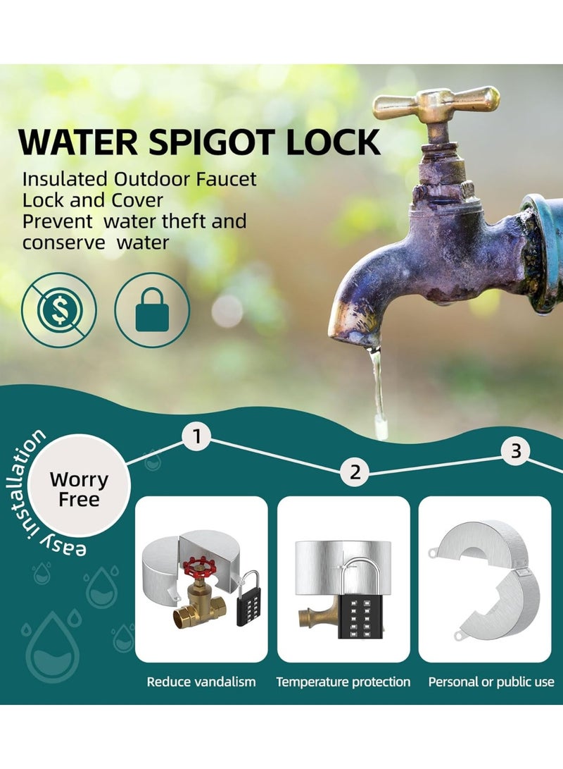 جهاز قفل صمام الماء مع قفل، قفل صنبور الماء الخارجي، قفل صنبور الماء، لمقابض الصمامات بقطر من 1-1/2 إلى 3 بوصة، يمنع سرقة الماء، واستخدام الماء غير المصرح به - Image 5