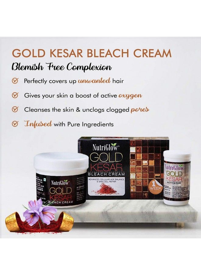 NUTRIGLOW كريم تبييض البشرة جولد كيسار بالزعفران لموازنة خلايا البشرة وإصلاح خلاياها وتغطية الشعر غير المرغوب فيه لجميع أنواع البشرة، 43 جرام لكل عبوة من قطعتين - Image 3