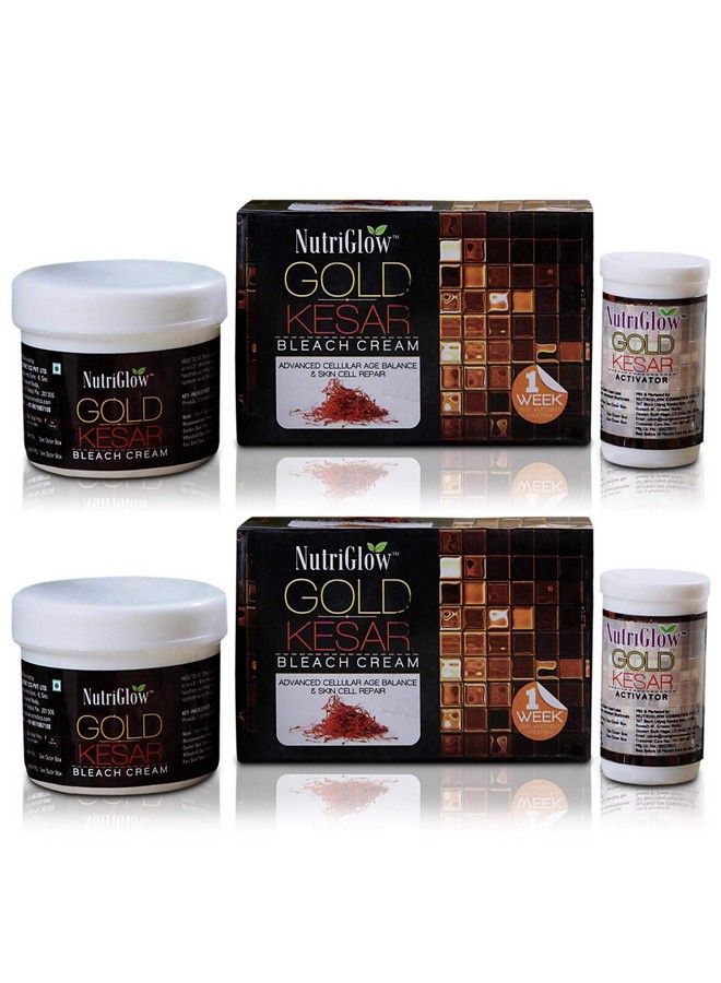 NUTRIGLOW كريم تبييض البشرة جولد كيسار بالزعفران لموازنة خلايا البشرة وإصلاح خلاياها وتغطية الشعر غير المرغوب فيه لجميع أنواع البشرة، 43 جرام لكل عبوة من قطعتين - Image 1