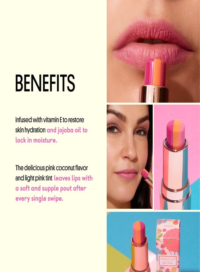Winky Lux Sorbet Tinted Lip Balm, Hydrating Lip Balm, Natural Light Pink Tint With Vitamin E and Jojoba Oil to Moisturizer Lips, Vegan & Cruelty Free - Image 3