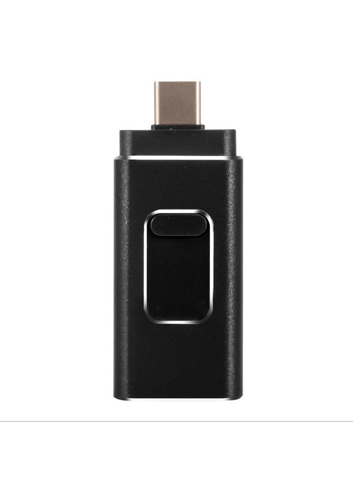 AROAQ 64GB USB Flash Drive, Shock Proof 3-in-1 External USB Flash Drive, Safe And Stable USB Memory Stick, Convenient And Fast Metal Body Flash Drive, Black Color (Type-C Interface + apple Head + USB)  - Image 1