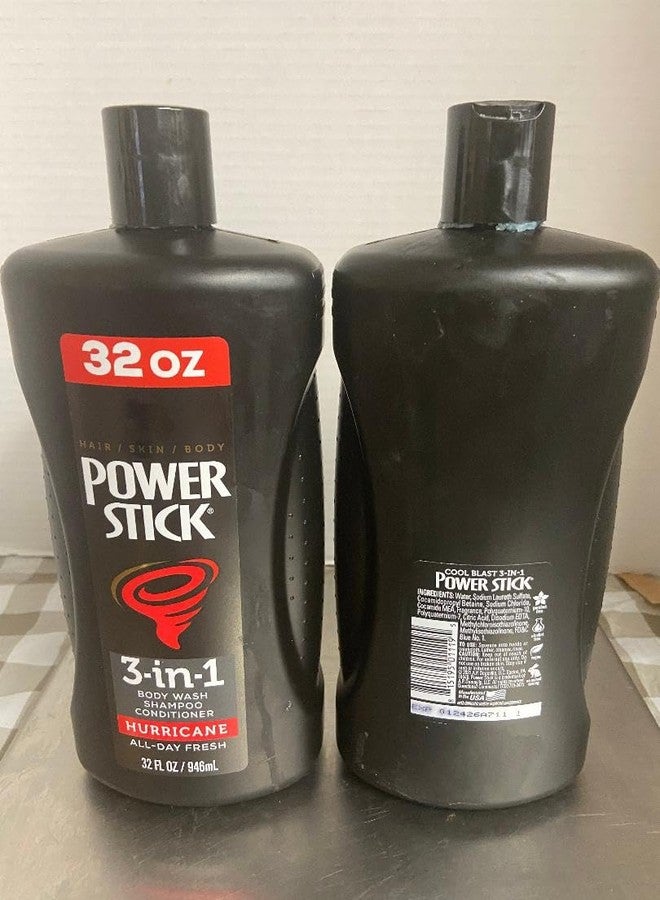 PowerStick 3 in 1 Body Wash, Shampoo. Conditioner (2 EA 32 Oz) (Hurricane (2 EA 32 Oz))