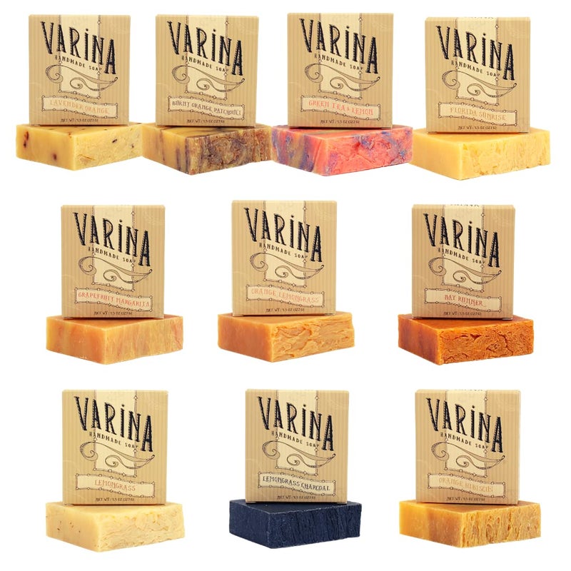 Varina Natural Citrus Variety Bar Soap  Gentle Cleansing for Sensitive Skin Citrus  10 Pack  Handmade Soap