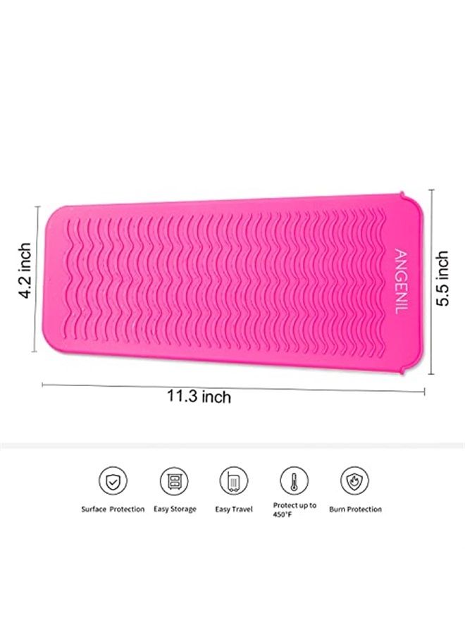 ANGENIL Resistant Silicone Mat Pouch for Hair Straightener Professional Beach Wave Curling Iron 2 in 1, Titanium Ceramic Flat Iron, Curling Wand, Crimper Hair Iron Tools, Food Grade Silicone, Pink - Image 4