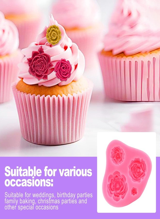 ZeriLion 2 Piece Rose Fondant Molds for Cake Decorating - Multi-Size Flower Silicone Mold for Chocolate Gumpaste Wedding Birthday Party Cupcake Topper Supplies - Image 4