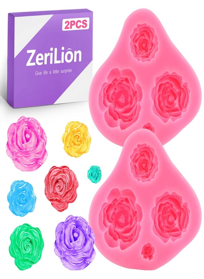 ZeriLion 2 Piece Rose Fondant Molds for Cake Decorating - Multi-Size Flower Silicone Mold for Chocolate Gumpaste Wedding Birthday Party Cupcake Topper Supplies - Image 1