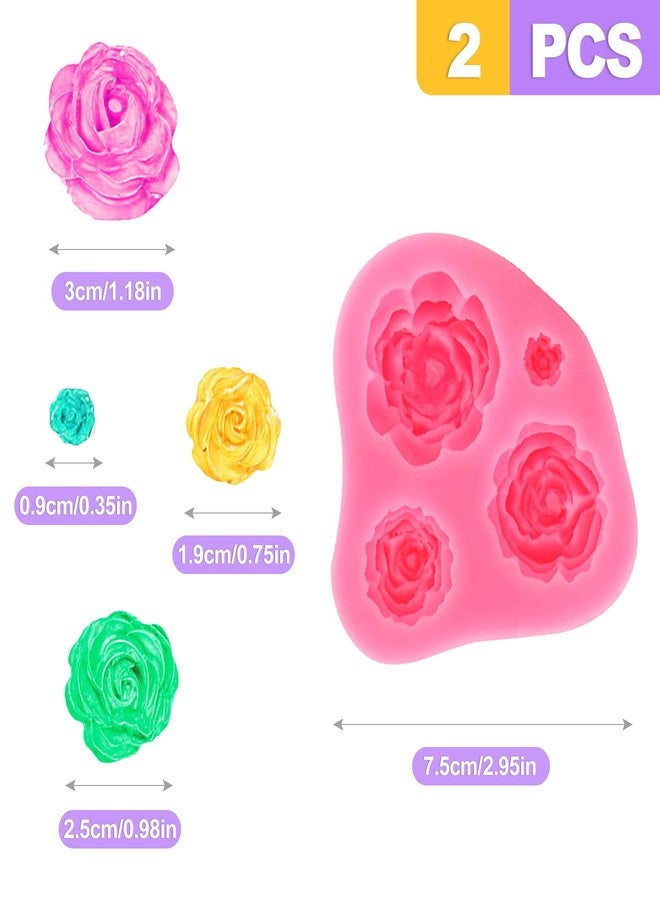 ZeriLion 2 Piece Rose Fondant Molds for Cake Decorating - Multi-Size Flower Silicone Mold for Chocolate Gumpaste Wedding Birthday Party Cupcake Topper Supplies - Image 2