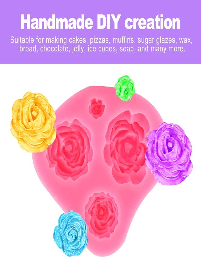 ZeriLion 2 Piece Rose Fondant Molds for Cake Decorating - Multi-Size Flower Silicone Mold for Chocolate Gumpaste Wedding Birthday Party Cupcake Topper Supplies - Image 3