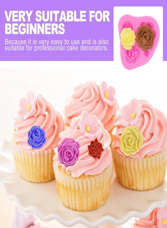 ZeriLion 2 Piece Rose Fondant Molds for Cake Decorating - Multi-Size Flower Silicone Mold for Chocolate Gumpaste Wedding Birthday Party Cupcake Topper Supplies - Image 5