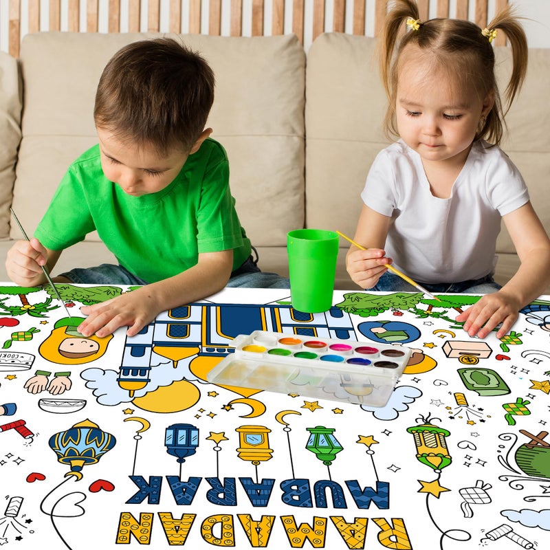 OHOME ملصق تلوين عملاق/مفرش طاولة OHOME - زينة رمضان - لافتة تلوين عملاقة لأنشطة الحرف اليدوية للأطفال وزينة حفلات - Image 3