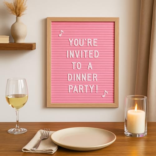 TrendArti Felt Letter Board - 680 Letters, Numbers & Symbols, 16 x 12 inch, Changeable Message Board for Notes & Announcements, Wood Frame, 2 Storage Bags, Light Brown Frame(Pink) - Image 3