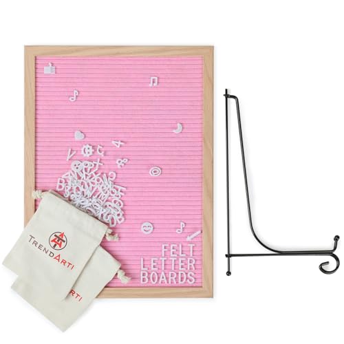 TrendArti Felt Letter Board - 680 Letters, Numbers & Symbols, 16 x 12 inch, Changeable Message Board for Notes & Announcements, Wood Frame, 2 Storage Bags, Light Brown Frame(Pink) - Image 5