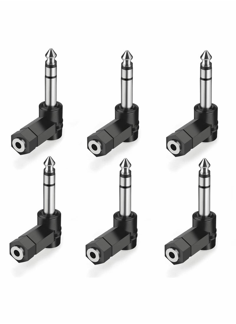 Excefore 6 PCS 3.5mm Right Angle Male to Female Audio Adapter Converter TRS Stereo Jack Plug AUX Connector Compatible with Headset, Tablets, MP3 Players, Game Controller, Speakers  - Image 1