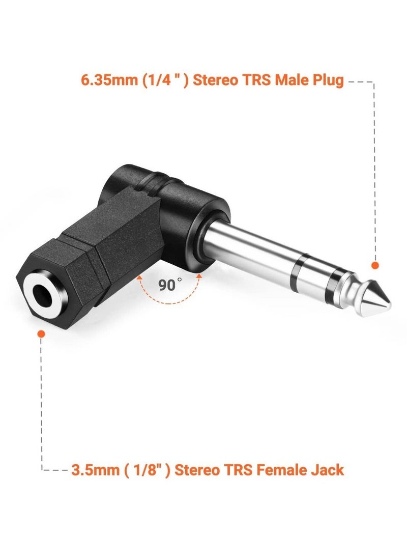 Excefore 6 PCS 3.5mm Right Angle Male to Female Audio Adapter Converter TRS Stereo Jack Plug AUX Connector Compatible with Headset, Tablets, MP3 Players, Game Controller, Speakers  - Image 5