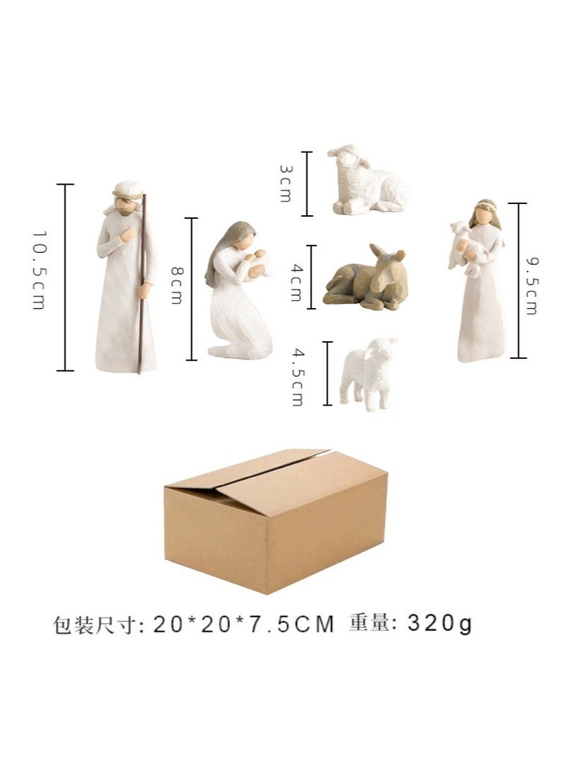 AROAQ - Nativity Set Hand Drawn Willow Tree Figure Statues - Image 1