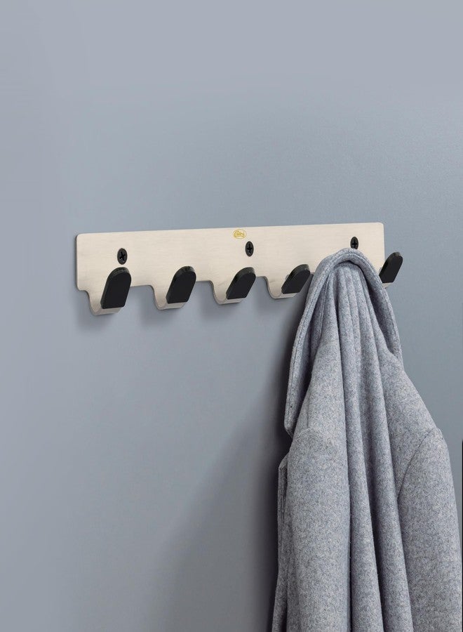 Chitra 6 Pin Curve Stainless Steel Wall Hooks for Hanging Cloth and Towel Hangers for Wall Hook,Door Hangers,Hook Rail (Pack of 1,Nickel Silver Matt Finish) - Image 1