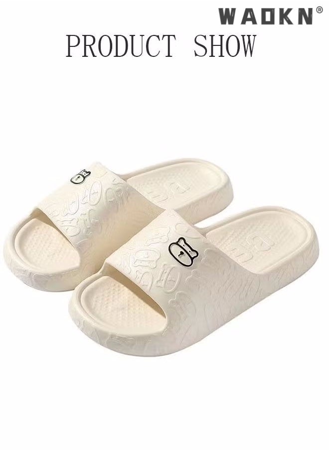 WAOKN Slippers for Women Quick Drying Slide Sandal with Thick Sole Non-Slip Soft Shower Slippers Open Toe Spa Bath Pool Gym House Sandals for Indoor & Outdoor Casual Indoor Bathroom Home Non-slip Shoes  - Image 1