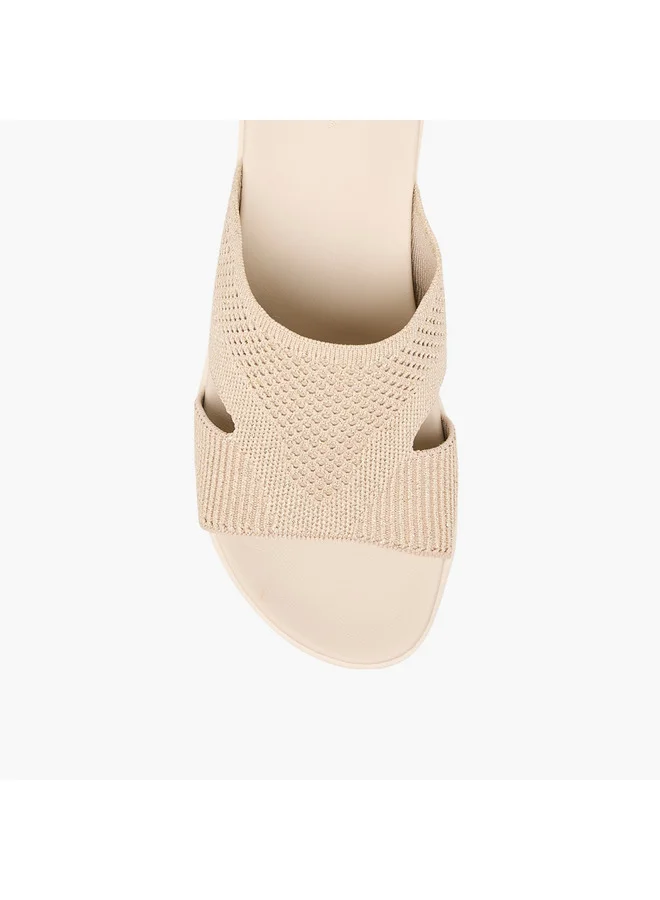 Flora Bella By Shoexpress Women Textured Slip-On Sandals with Wedge Heels