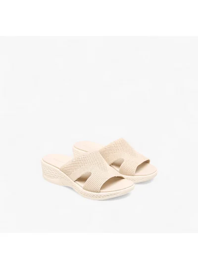 Flora Bella By Shoexpress Women Textured Slip-On Sandals with Wedge Heels