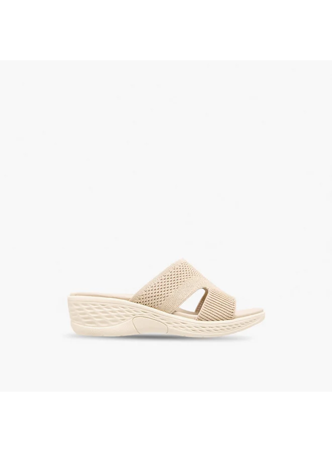 Flora Bella By Shoexpress Women Textured Slip-On Sandals with Wedge Heels