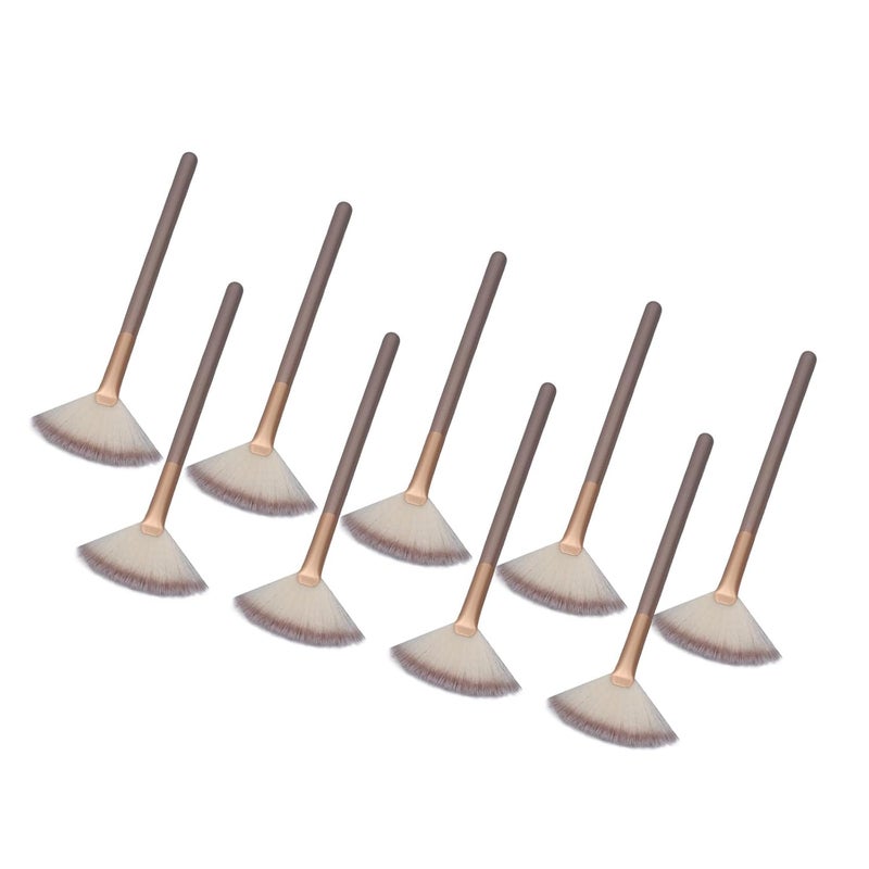Generic Fan Brush, 9pcs Fan Brushes with Soft and an Aluminum Ferrule Makeup Brush Makeup for Lightly Setting - Image 5