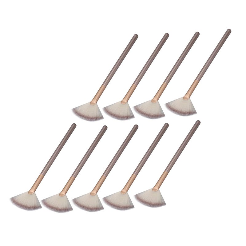 Generic Fan Brush, 9pcs Fan Brushes with Soft and an Aluminum Ferrule Makeup Brush Makeup for Lightly Setting - Image 3