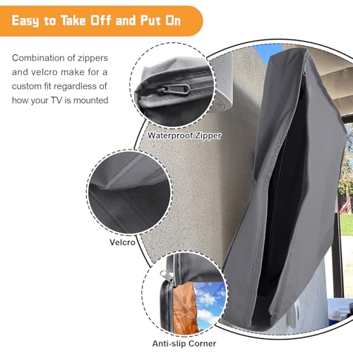2win2buy Outdoor TV Cover 48 to 50 Inch, Weatherproof Waterproof Outside TVs Covers Heavy Duty 600D Oxford Covers Outdoor Screen Protectors Shield with Zippers for Flat Screen - Image 4