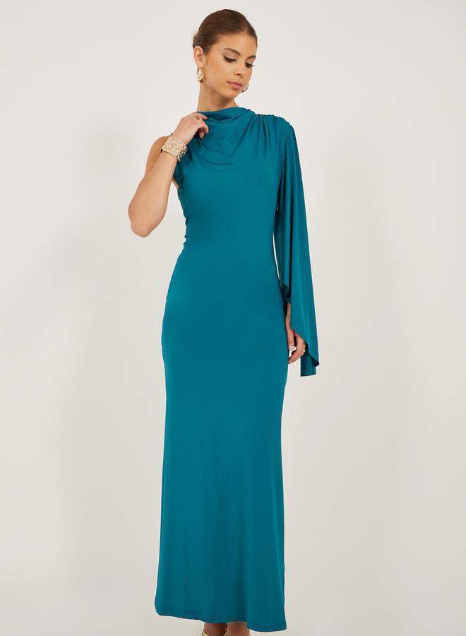Styli Asymmetric Teal Gown - Image 3
