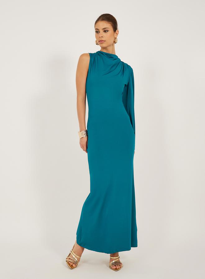 Styli Asymmetric Teal Gown - Image 1