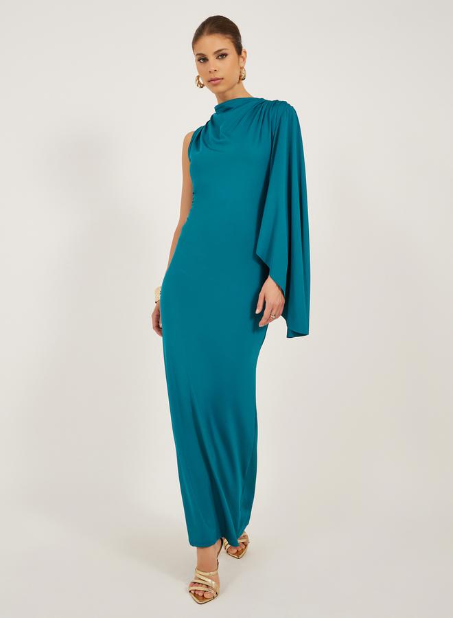 Styli Asymmetric Teal Gown - Image 2
