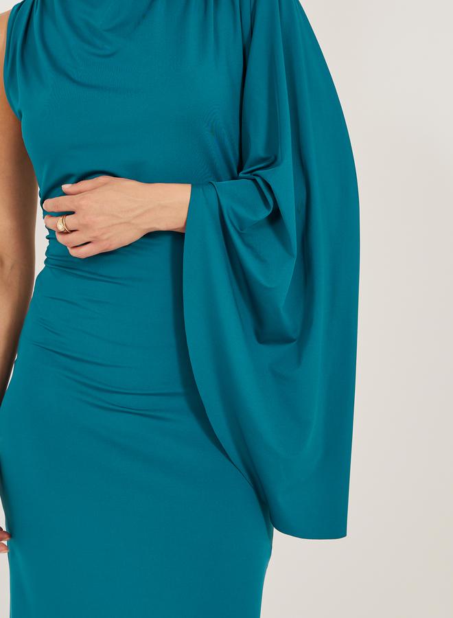 Styli Asymmetric Teal Gown - Image 4